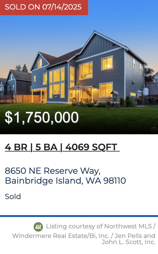 Reserve Way Sold by Jen Pells Windermere Bainbridge